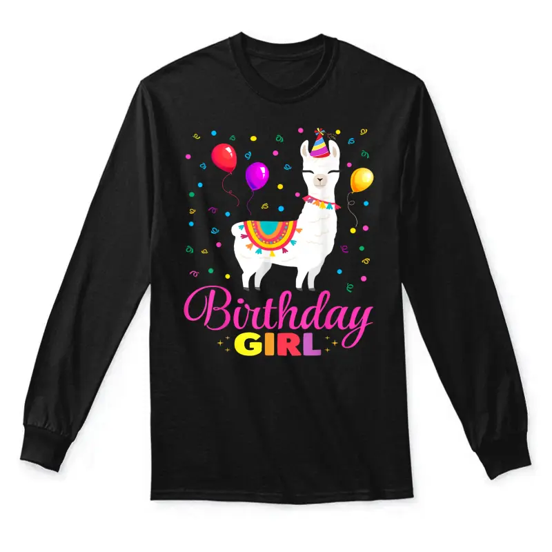 Cute Llama Shirt Party Animal Funny Gift For Birthday Girl Unisex Long Sleeve T-Shirt