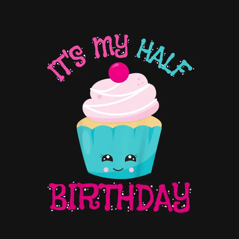 Kids It's My Half Birthday Cupcake Shirt For Girls Unisex Long Sleeve T-Shirt