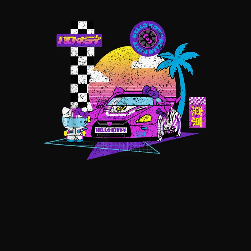Hello Kitty Kawaii Tokyo Racer Unisex Staple T-Shirt