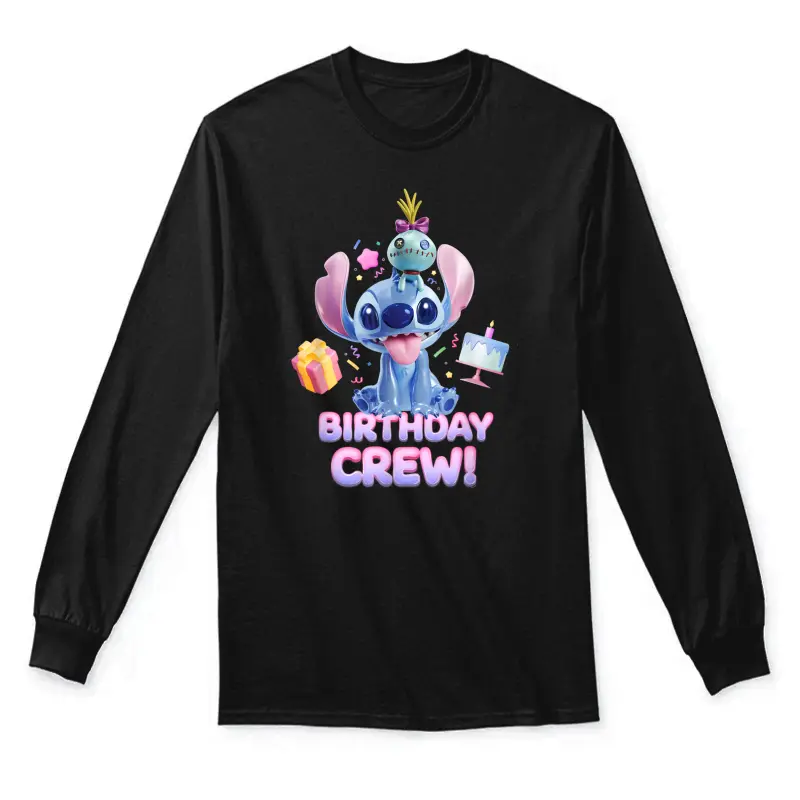 Disney Lilo & Stitch With Scrump Big Shiny Birthday Crew Unisex Long Sleeve T-Shirt
