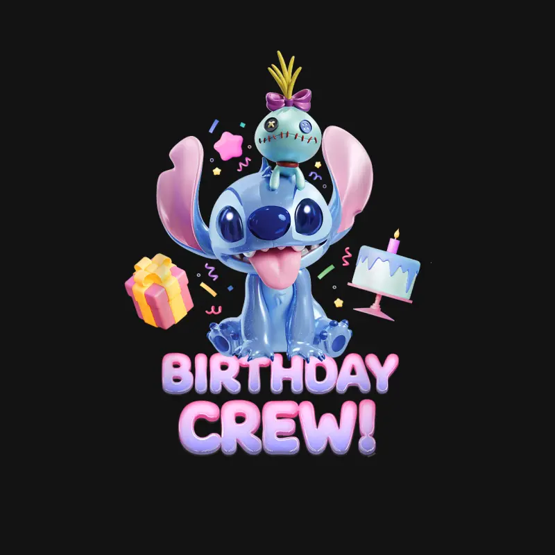 Disney Lilo & Stitch With Scrump Big Shiny Birthday Crew Unisex Long Sleeve T-Shirt