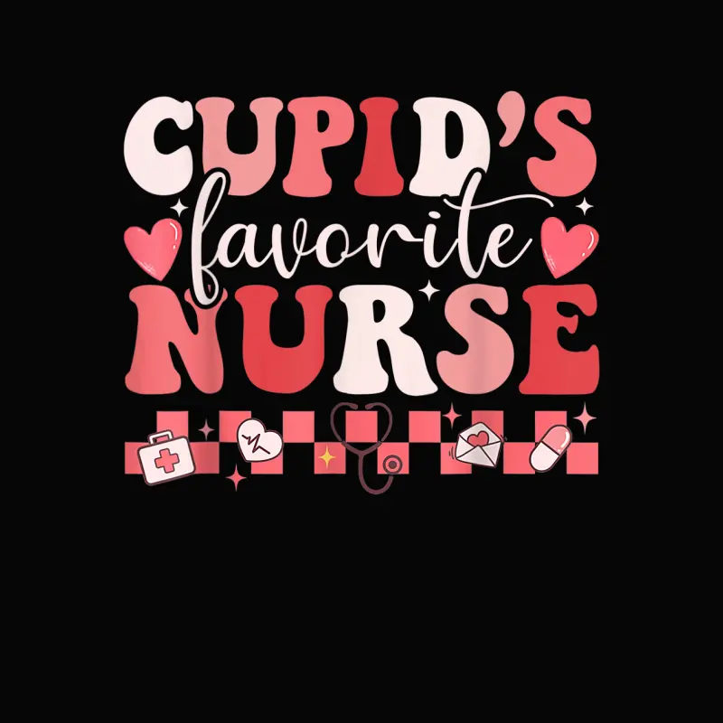 Groovy Retro Cupid's Favorite Nurse Valentine's Day Funny Toddler Staple T-Shirt