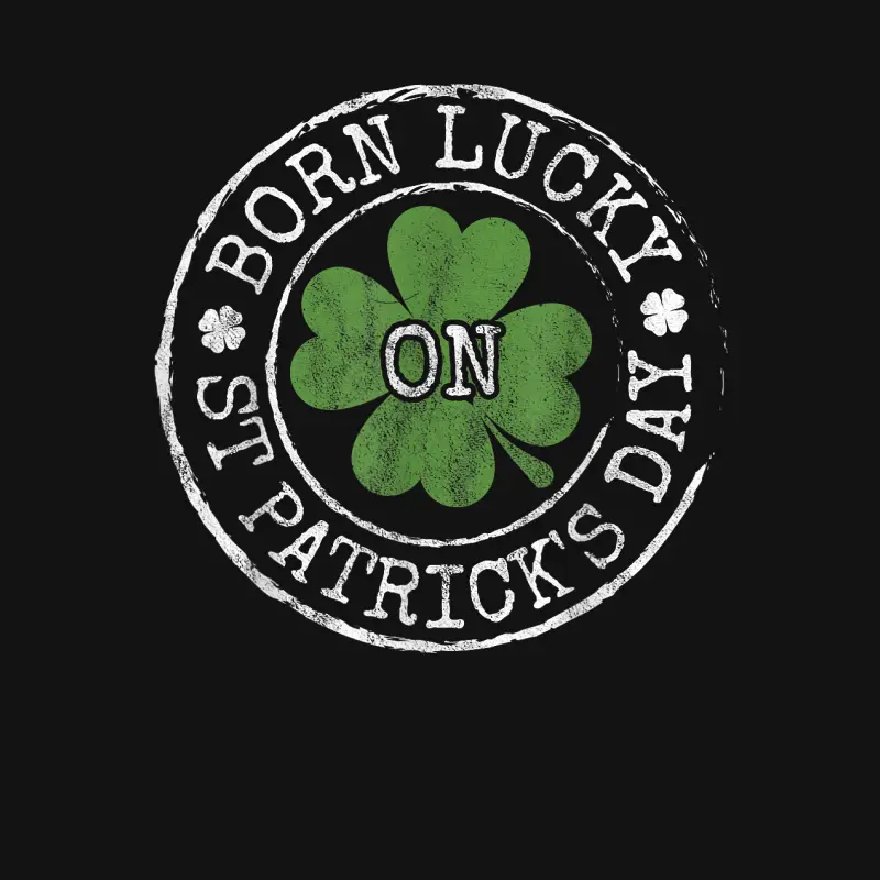 Born Lucky On St Patricks Day Irish Clovers Birthday Bday Youth Staple T-Shirt