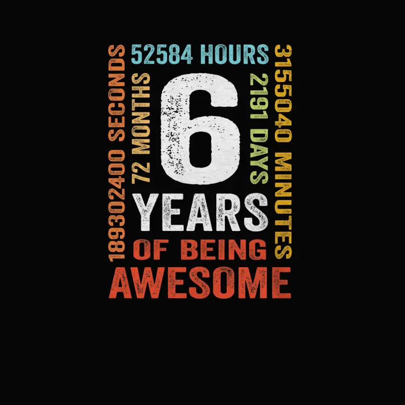 6Th Birthday 6 Years Old Vintage Retro 72 Months Boy Girl Toddler Staple T-Shirt