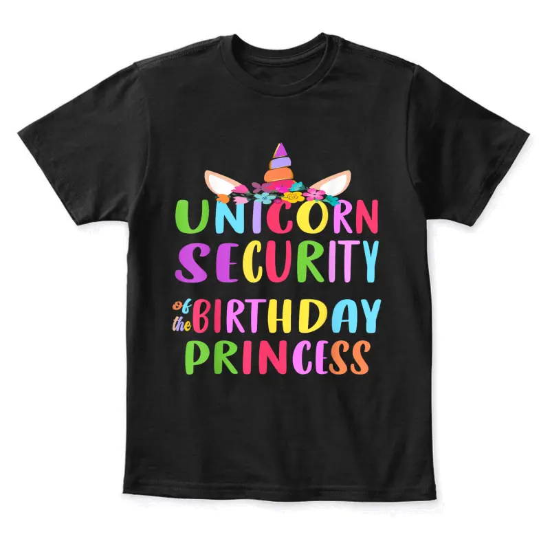 Unicorn Security Of The Birthday Princess Mom Dad Unicorn Youth Staple T-Shirt