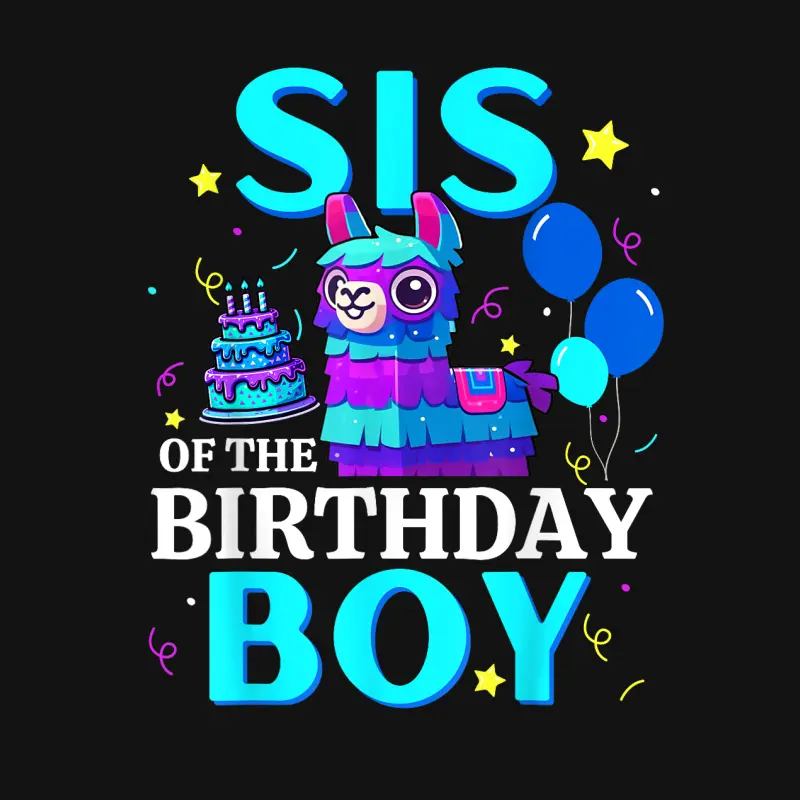 Sis Of The Birthday Boy Llama B-Day Party Matching Family Unisex Long Sleeve T-Shirt