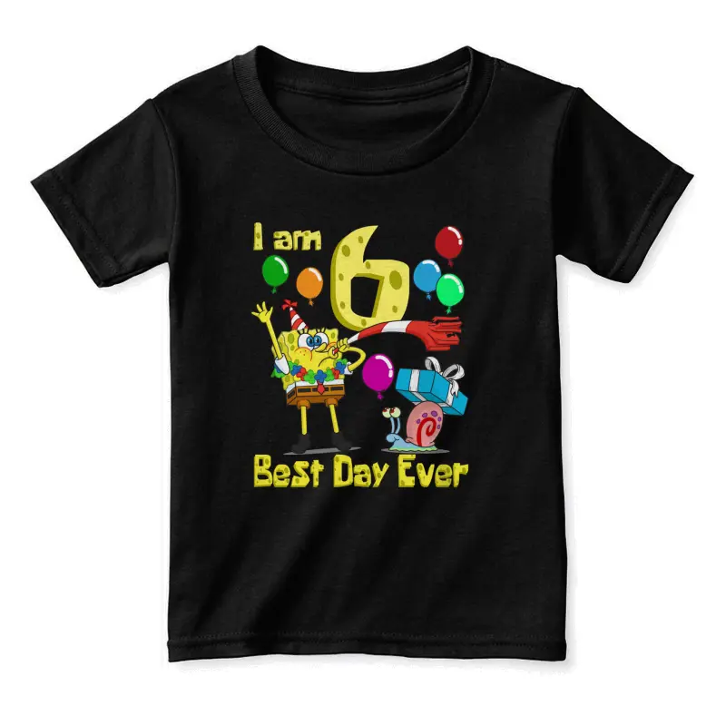 Mademark X Spongebob Squarepants - Spongebob I Am 6 Years Old Birthday Party Toddler Staple T-Shirt