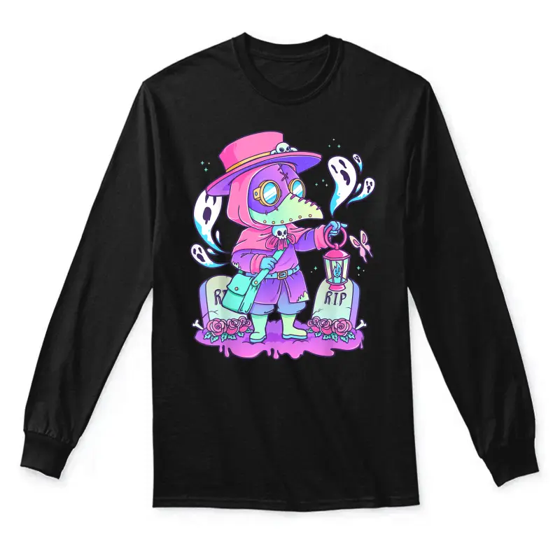 Pastel Goth Cute Creepy Plague Doctor Kawaii Menhera Wiccan Unisex Long Sleeve T-Shirt