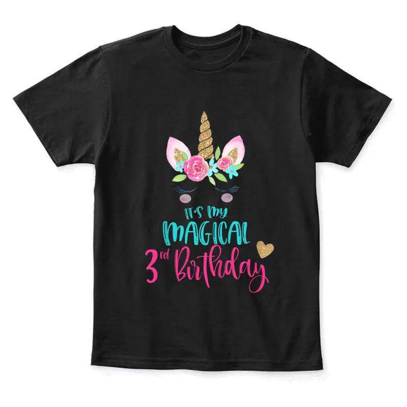Kids Unicorn 3Rd Birthday Party Shirt Girl 3 Years Old Youth Staple T-Shirt
