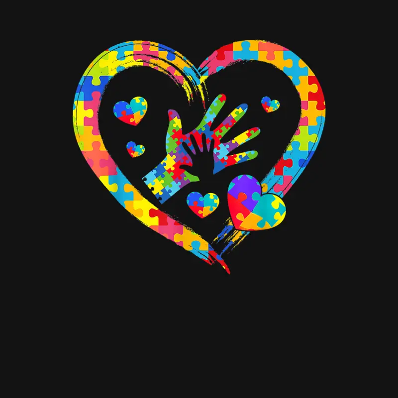 Valentines Day Love Heart Autism Awareness Puzzle Piece Youth Staple T-Shirt