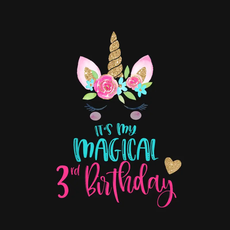 Kids Unicorn 3Rd Birthday Party Shirt Girl 3 Years Old Unisex Long Sleeve T-Shirt