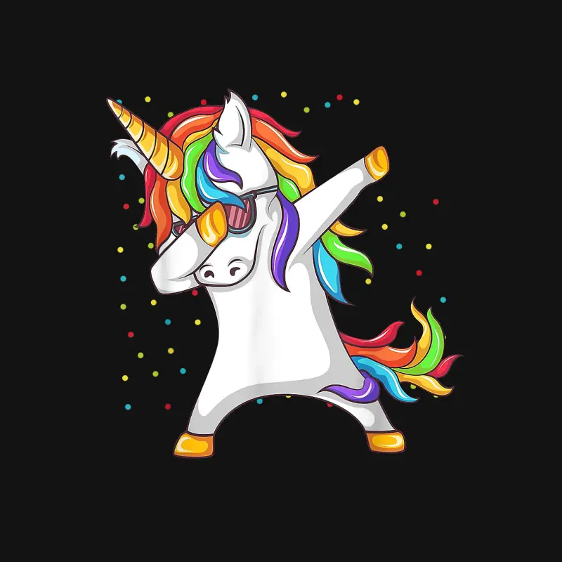 Dabbing Unicorn Rainbow Girls Kids Women Unisex Long Sleeve T-Shirt