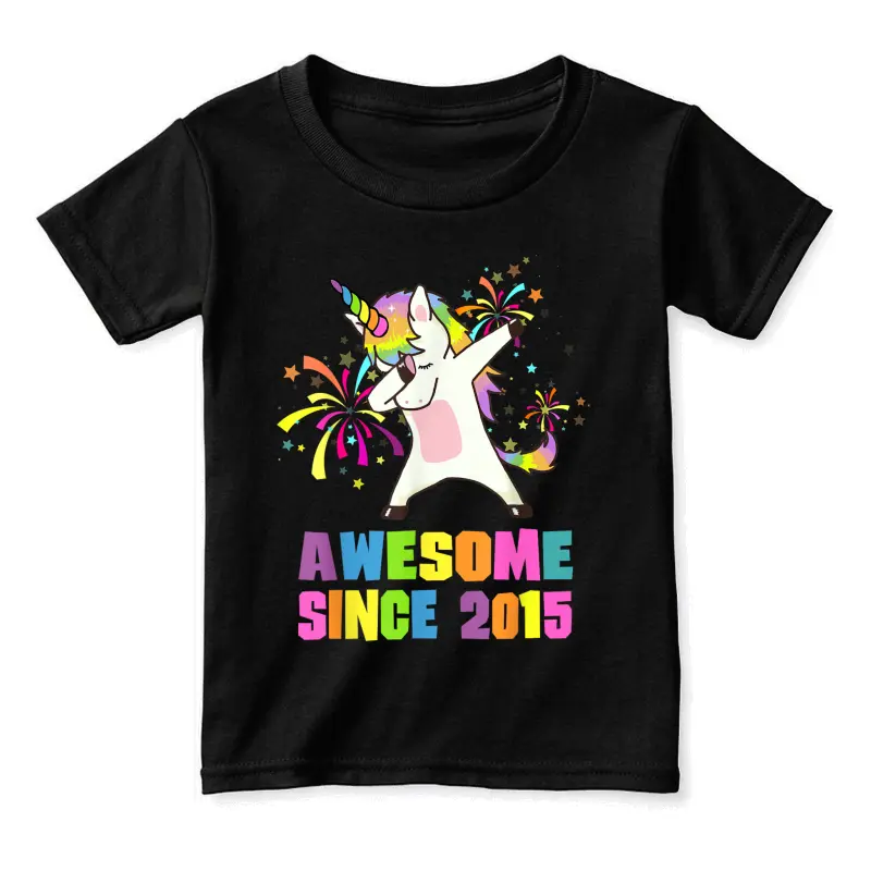 10 Years Old 10Th Birthday Awesome Since 2015 Unicorn Toddler Staple T-Shirt