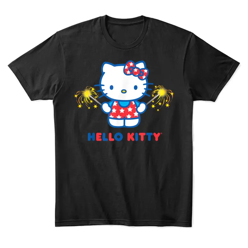 Hello Kitty Fireworks Sparklers Usa Americana Patriotic Star Unisex Staple T-Shirt