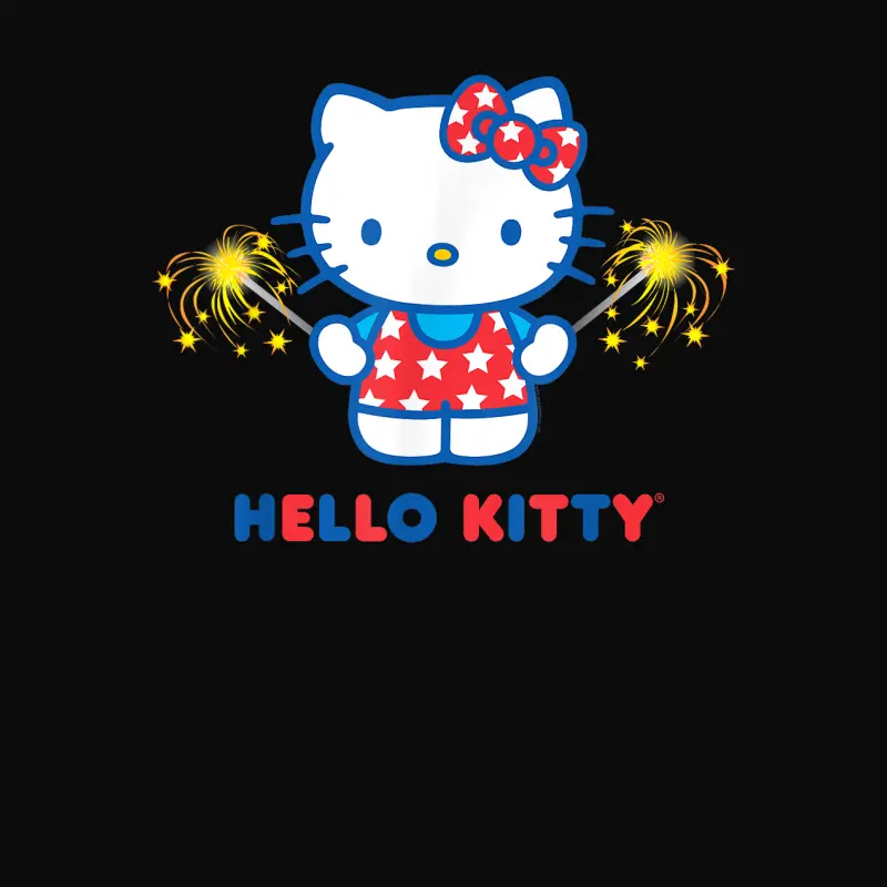 Hello Kitty Fireworks Sparklers Usa Americana Patriotic Star Unisex Staple T-Shirt