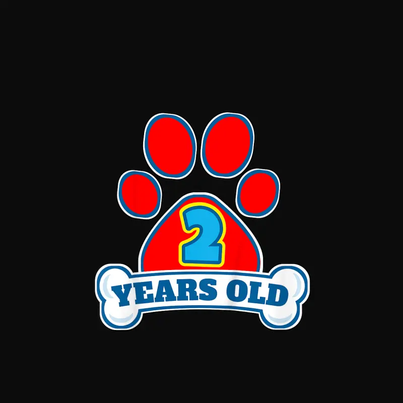 Kids 2 Year Old 2Nd Birthday Paw Themed Party Boys Girls Unisex Staple T-Shirt