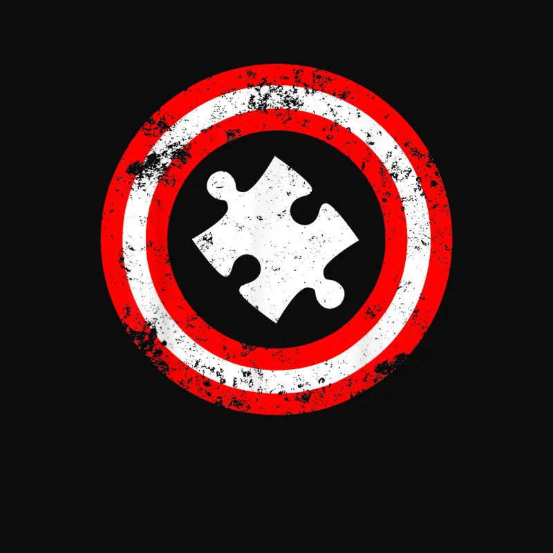 Captain Autism Puzzle Superhero Shield Autism Awareness Unisex Staple T-Shirt