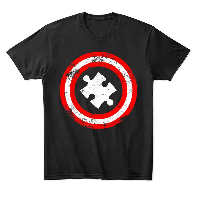 Captain Autism Puzzle Superhero Shield Autism Awareness Unisex Staple T-Shirt