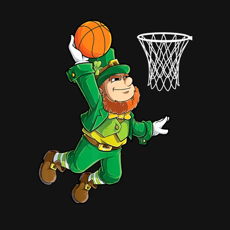 Leprechaun Basketball Dunk St Patricks Day Boys Men Sports Unisex Long Sleeve T-Shirt