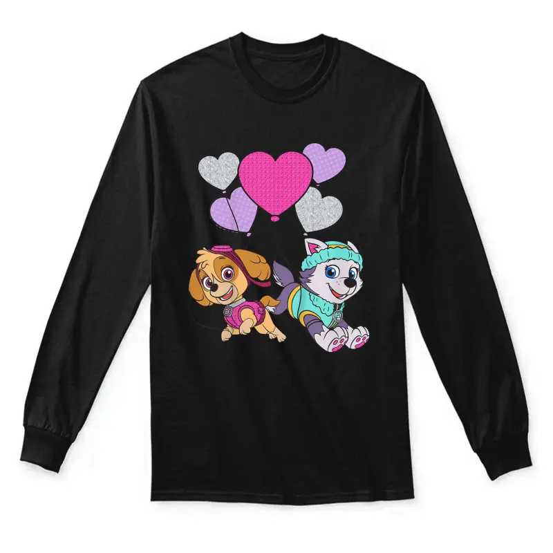 Paw Patrol Skye And Everest With Heart Balloons  T-Shirt Unisex Long Sleeve T-Shirt