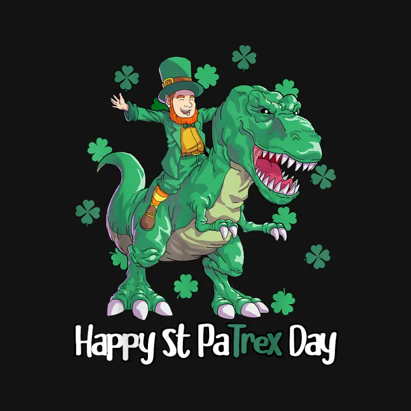 Dino St Patricks Day Shirt Kids Toddler Boys Leprechaun Youth Staple T-Shirt