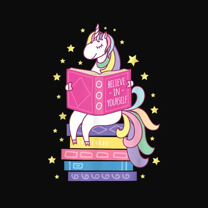 Reading Library Unicorn Read Books Lover Reader Gift Unisex Staple T-Shirt