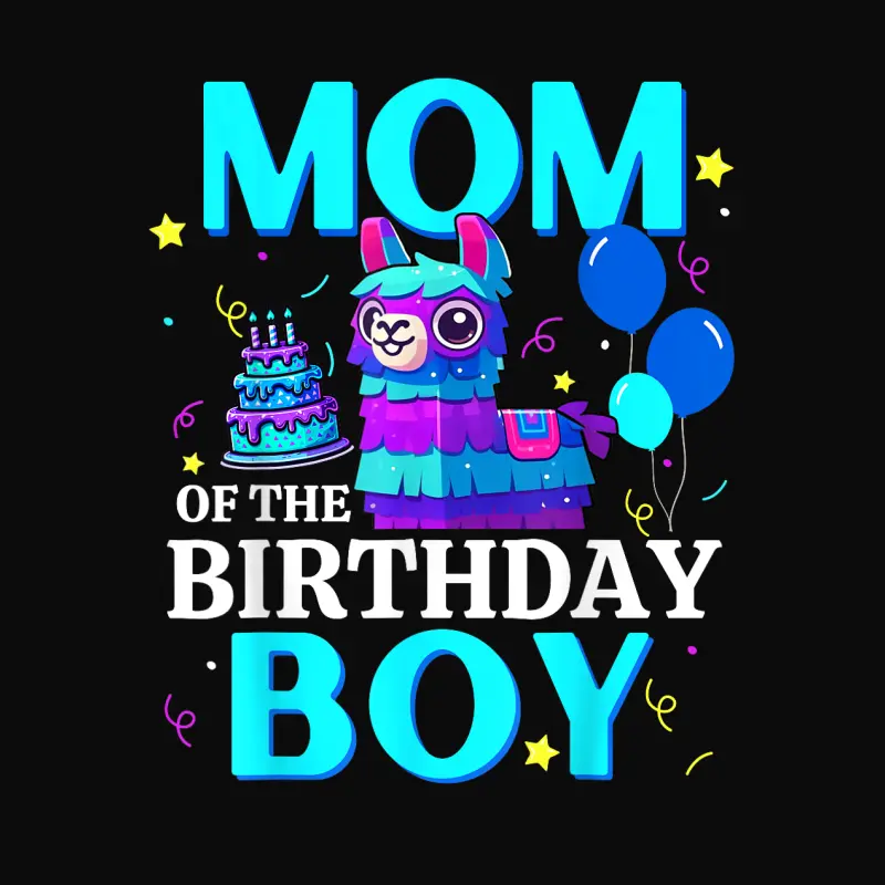 Mom Of The Birthday Boy Llama B-Day Party Matching Family Unisex Staple T-Shirt