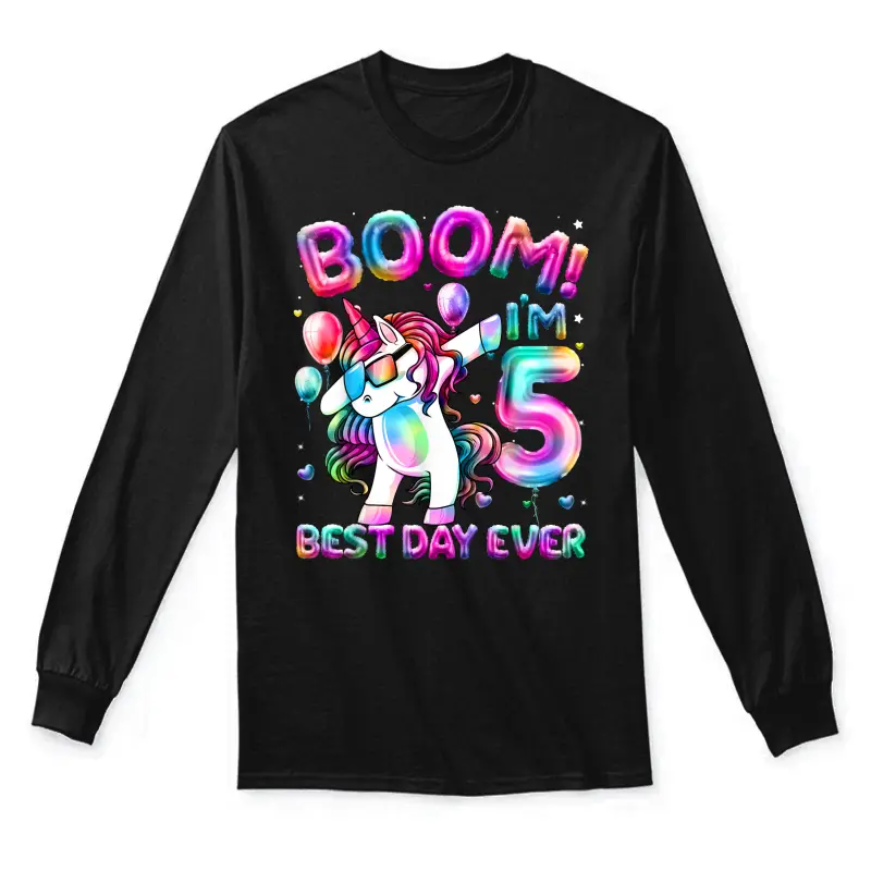 5 Years Old Dabbing Unicorn Gifts 5Th Birthday Girl Party Unisex Long Sleeve T-Shirt