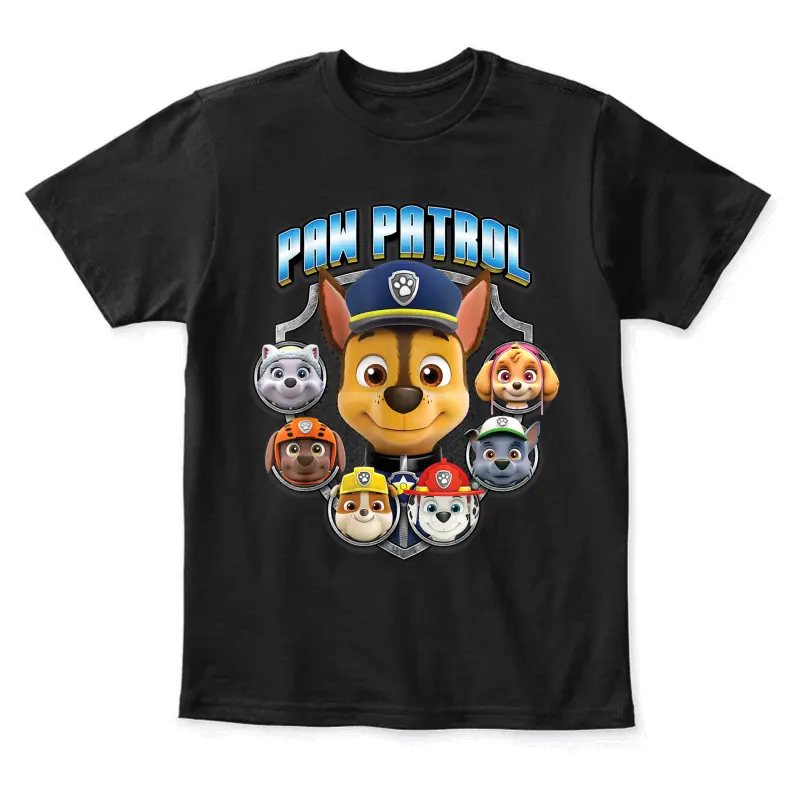 Paw Patrol Group Shot In Badge Youth Staple T-Shirt