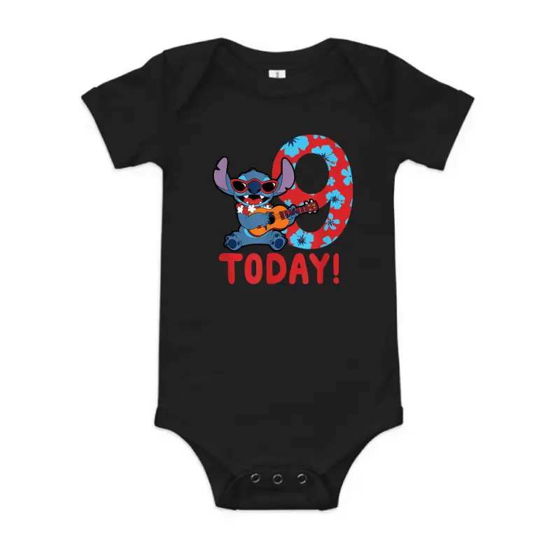 Disney Lilo & Stitch Tropical Birthday 9 Years Old Today Baby Onesie