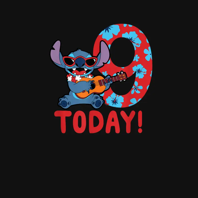 Disney Lilo & Stitch Tropical Birthday 9 Years Old Today Baby Onesie