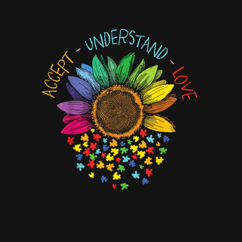 Autism Awareness Accept Understand Love Asd Rainbow Flower Unisex Long Sleeve T-Shirt