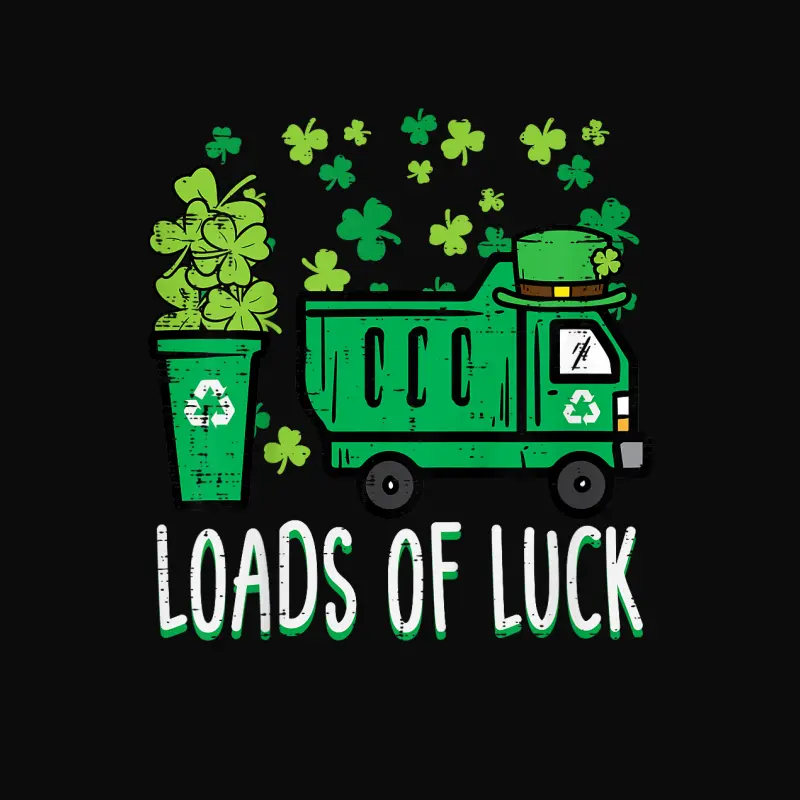 Kids St Patricks Day Garbage Truck Load Of Luck Toddler Boys Unisex Staple T-Shirt