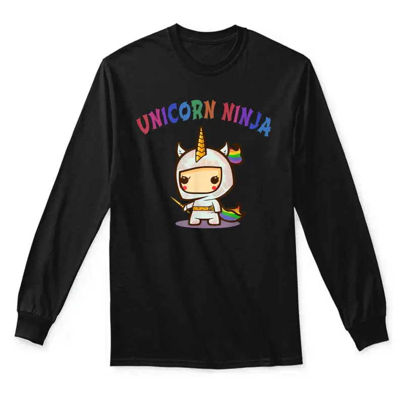 Funny Unicorn Ninja Birthday Girl Team Princess Pre-K Pink Unisex Long Sleeve T-Shirt