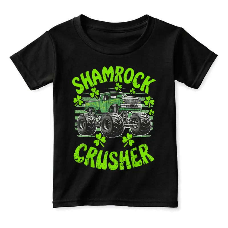 St Patricks Crusher For Monster Truck St Patricks Day Toddler Staple T-Shirt