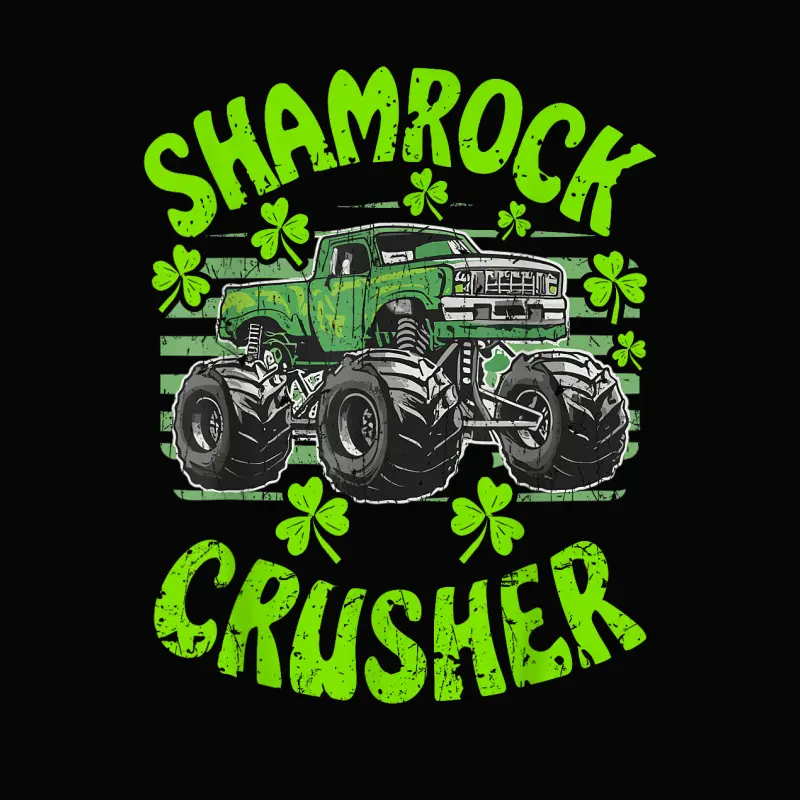 St Patricks Crusher For Monster Truck St Patricks Day Toddler Staple T-Shirt