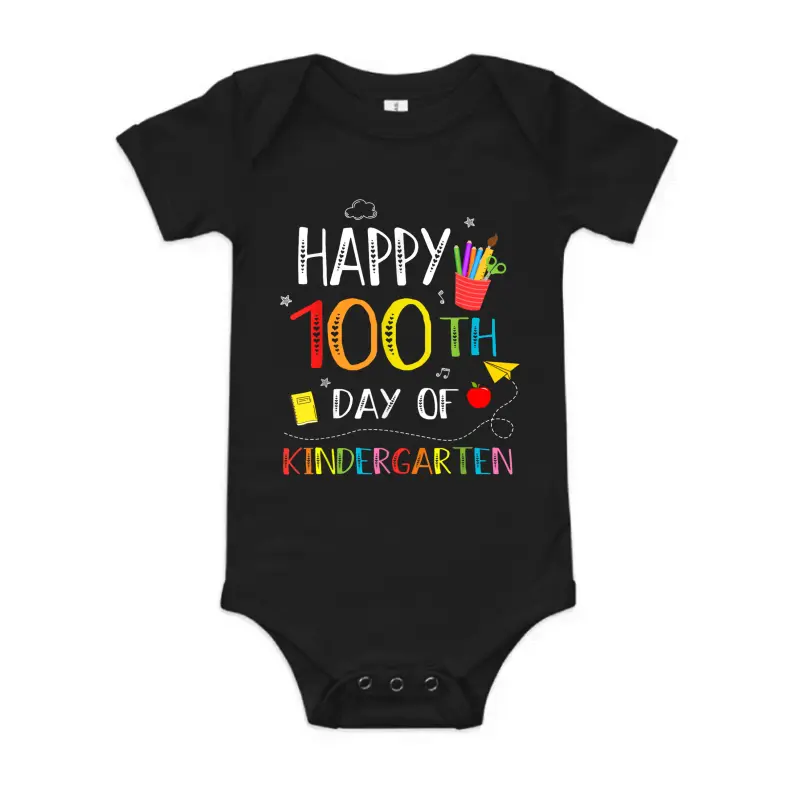 100 Days Of Kindergarten Happy 100Th Day Of School Teachers Baby Onesie