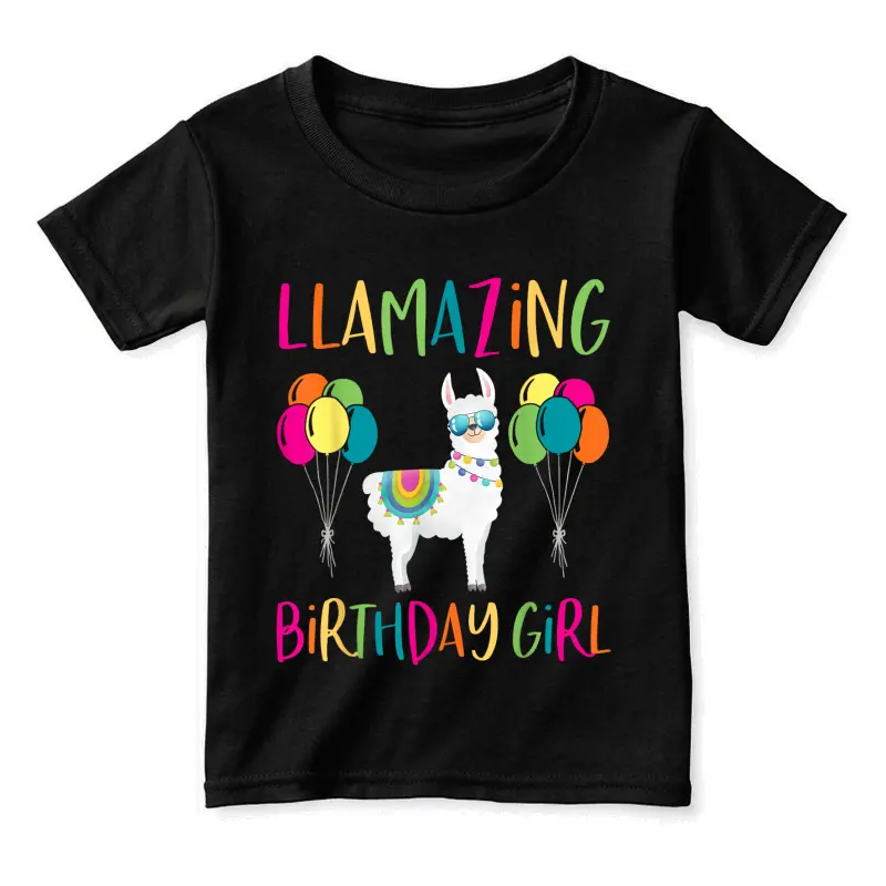 Girl Llama Birthday Llamazing Party Alpaca Balloons Gift Toddler Staple T-Shirt