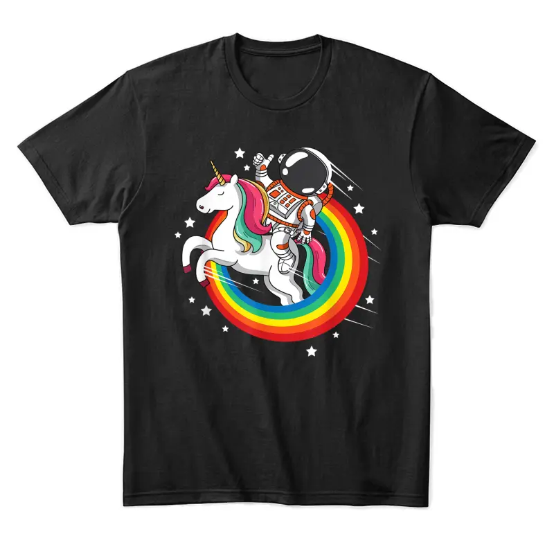 Astronaut Unicorn Space Galaxy Magical Rainbow Unisex Staple T-Shirt