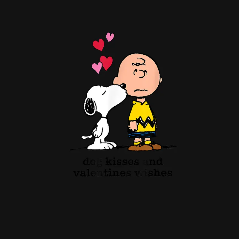 Peanuts - Snoopy And Charlie Dog Kisses Valentine Wishes Unisex Long Sleeve T-Shirt