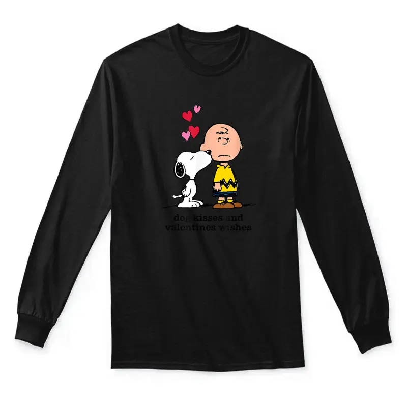 Peanuts - Snoopy And Charlie Dog Kisses Valentine Wishes Unisex Long Sleeve T-Shirt