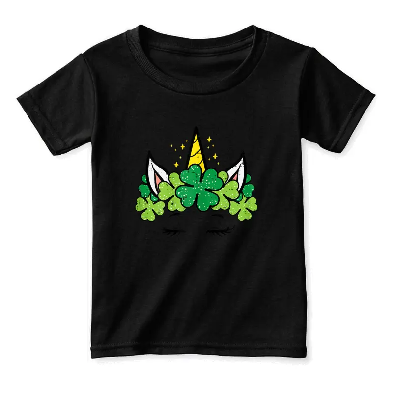 St Patricks Day Unicorn Face Shamrock Pattys Toddler Girls Toddler Staple T-Shirt