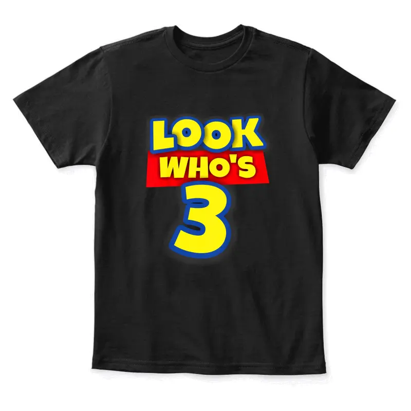 3 Year Old Birthday Party Theme Boys Girls Look Who's 3 Youth Staple T-Shirt