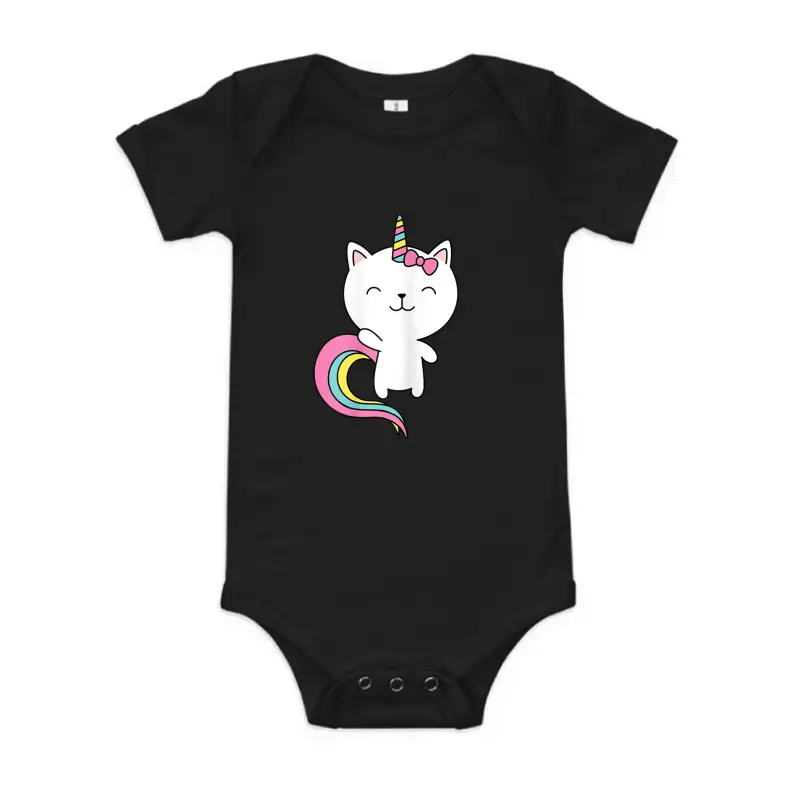 Caticorn  Cute Cat Unicorn Horn Rainbow Pastel Colors Baby Onesie