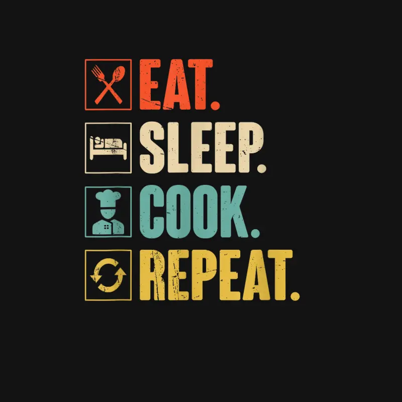 Eat Sleep Cook Repeat Funny Vintage Cook Cooking Chef Unisex Long Sleeve T-Shirt