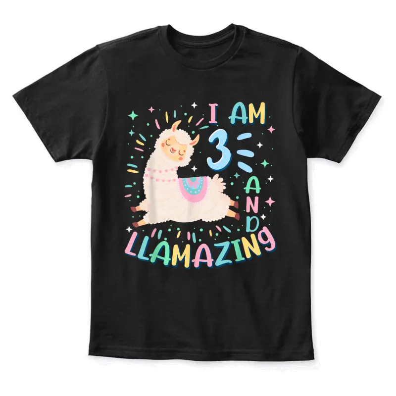 3Rd Birthday I Am 3 Years Old And Llamazing Llama Girl Teens Youth Staple T-Shirt