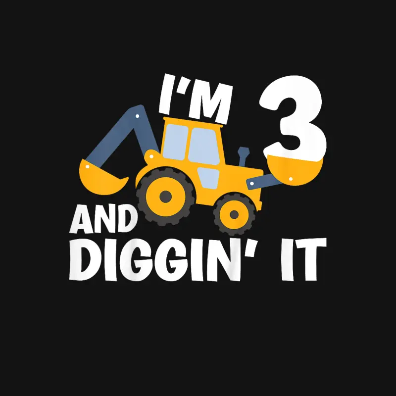 I'm 3 And Digging It Construction Excavator 3Rd Birthday Unisex Long Sleeve T-Shirt