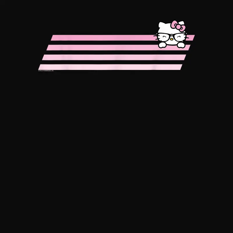 Hello Kitty Nerd Glasses Retro Stripe Tee Shirt Unisex Staple T-Shirt
