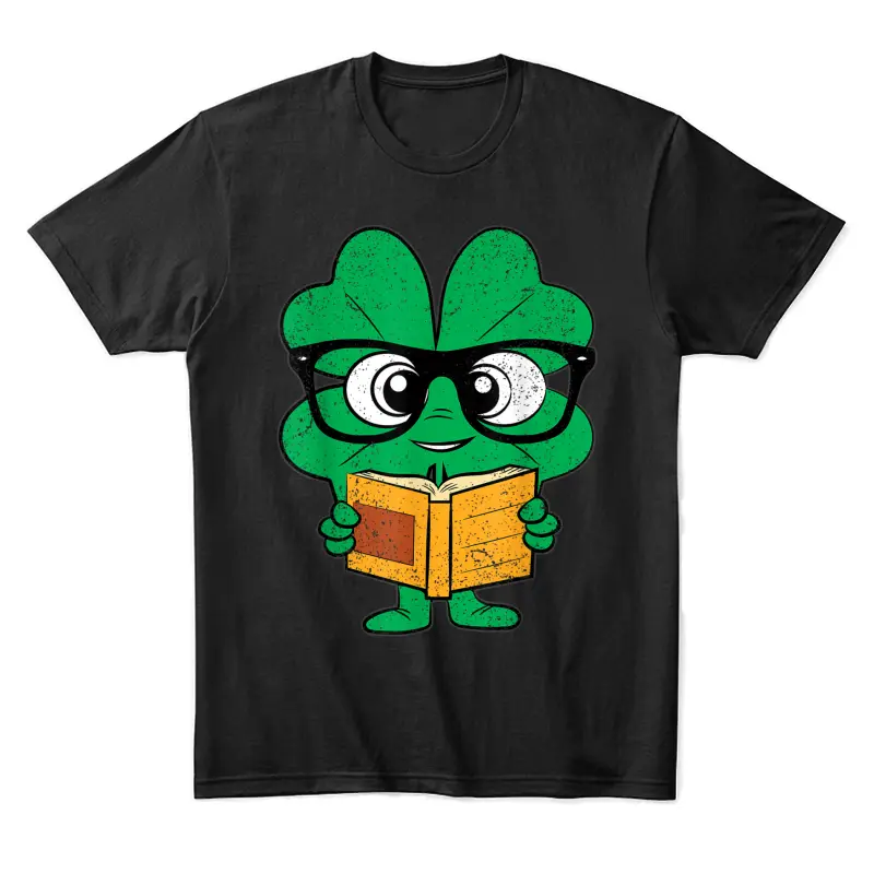 Shamrock Reading Books St Patricks Day Nerd Clover Reader Unisex Staple T-Shirt