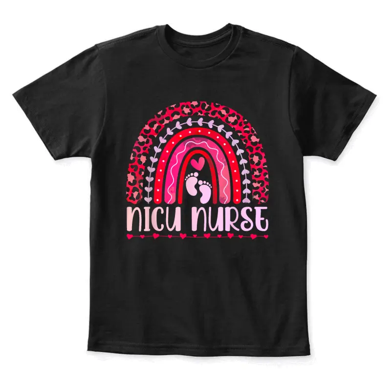 Womens Nurse Leopard Rainbow - Nicu Nurse Valentines Day Youth Staple T-Shirt